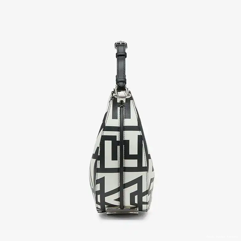 Affordable HOT In White Capsule Black Fendigraphy Fendi Bag Roma Hobo Leather Fendi Small 0618
